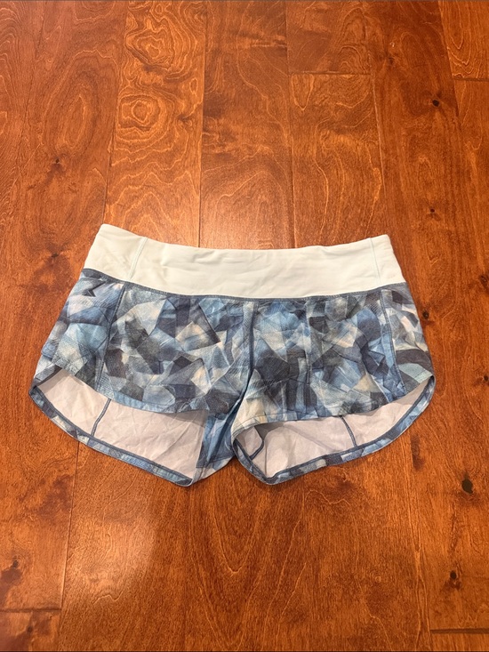 lululemon athletica Pants - lululemon speed up 2.5” Blue Geometric Athletic Shorts with light blue Waistband